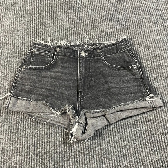 Arizona Jean Company Pants - Arizona Jeans Shorts Womens 5 Black Denim Distressed Cut Off‎ Fringe Mid 24x2